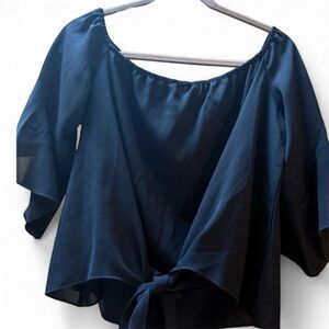 SHEIN Black Off-Shoulder Blouse with Tie Front